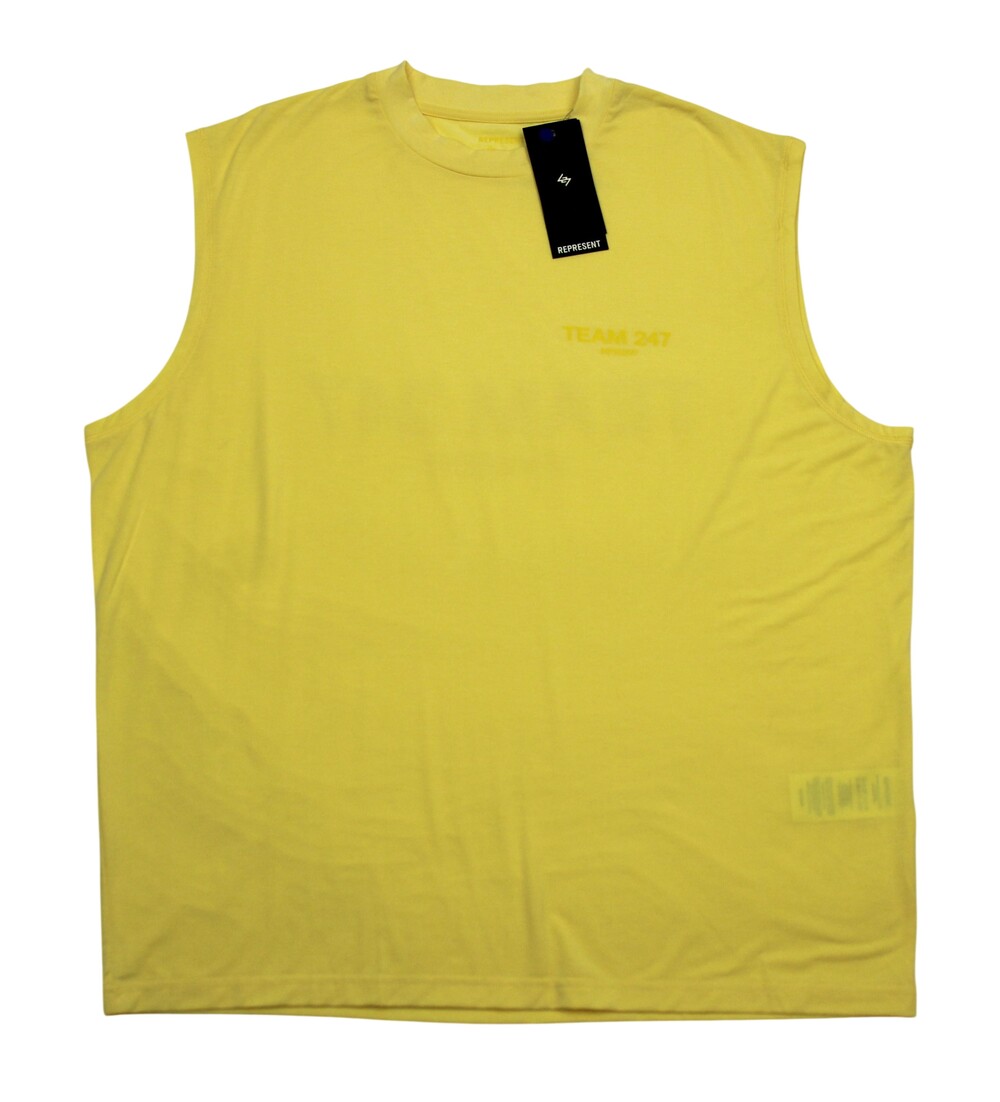 Represent Team 247 Oversized Tank Top Mens L Yellow Stretch Jersey Drirelease